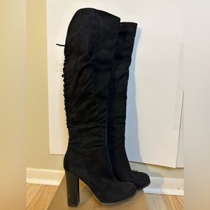 Black Knee High Heeled Boots